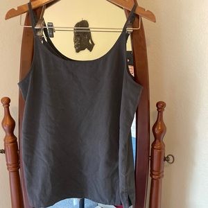 Eileen Fisher tencel tank top with adjustable straps in charcoal, size small